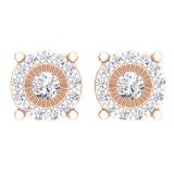 0.25 Carat (Ctw) 14K Rose Gold Round Cut Diamond Ladies Circle Stud Earrings 1/4 CT