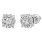 0.25 Carat (Ctw) 14K White Gold Round Cut Diamond Ladies Circle Stud Earrings 1/4 CT