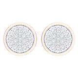 0.10 Carat (Ctw) 10K Rose Gold Round White Diamond Ladies Circle Cluster Stud Earrings 1/10 CT
