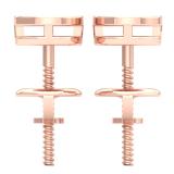 0.10 Carat (Ctw) 10K Rose Gold Round White Diamond Ladies Circle Cluster Stud Earrings 1/10 CT