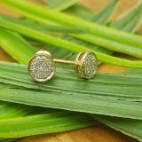 0.10 Carat (Ctw) 10K Rose Gold Round White Diamond Ladies Circle Cluster Stud Earrings 1/10 CT