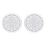 0.10 Carat (Ctw) 10K White Gold Round White Diamond Ladies Circle Cluster Stud Earrings 1/10 CT