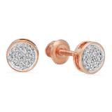 0.10 Carat (Ctw) 14K Rose Gold Round White Diamond Ladies Circle Cluster Stud Earrings 1/10 CT