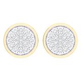 0.10 Carat (Ctw) 14K Yellow Gold Round White Diamond Ladies Circle Cluster Stud Earrings 1/10 CT