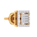 0.16 Carat (Ctw) 10K Yellow Gold Round Cut White Diamond Square Shaped Stud Earring(1PC ONLY)