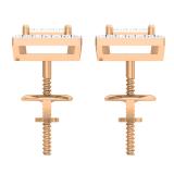 0.32 Carat (Ctw) 18K Rose Gold Round Cut White Diamond Square Shaped Stud Earrings 1/3 CT