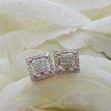 0.32 Carat (Ctw) 18K Rose Gold Round Cut White Diamond Square Shaped Stud Earrings 1/3 CT