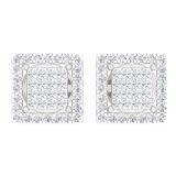 0.32 Carat (Ctw) 18K White Gold Round Cut White Diamond Square Shaped Stud Earrings 1/3 CT