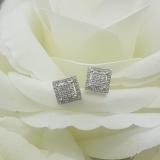 0.32 Carat (Ctw) 18K White Gold Round Cut White Diamond Square Shaped Stud Earrings 1/3 CT