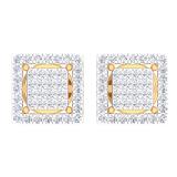 0.32 Carat (Ctw) 18K Yellow Gold Round Cut White Diamond Square Shaped Stud Earrings 1/3 CT