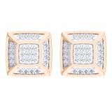 0.15 Carat (Ctw) 18K Rose Gold White Round Diamond Prong Set Square Shaped Stud Earrings