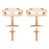 0.15 Carat (Ctw) 18K Rose Gold White Round Diamond Prong Set Square Shaped Stud Earrings