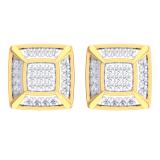 0.15 Carat (Ctw) 18K Yellow Gold White Round Diamond Prong Set Square Shaped Stud Earrings