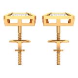 0.15 Carat (Ctw) 18K Yellow Gold White Round Diamond Prong Set Square Shaped Stud Earrings