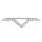 0.10 Carat (ctw) 10K White Gold Round White Diamond Wedding Stackable Band Anniversary Guard Chevron Ring 1/10 CT