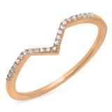 0.10 Carat (ctw) 14K Rose Gold Round White Diamond Wedding Stackable Band Anniversary Guard Chevron Ring 1/10 CT