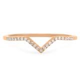 0.10 Carat (ctw) 14K Rose Gold Round White Diamond Wedding Stackable Band Anniversary Guard Chevron Ring 1/10 CT