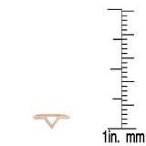 0.10 Carat (ctw) 14K Rose Gold Round White Diamond Wedding Stackable Band Anniversary Guard Chevron Ring 1/10 CT