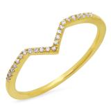 0.10 Carat (ctw) 14K Yellow Gold Round White Diamond Wedding Stackable Band Anniversary Guard Chevron Ring 1/10 CT