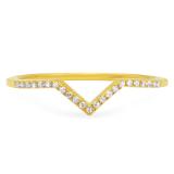0.10 Carat (ctw) 14K Yellow Gold Round White Diamond Wedding Stackable Band Anniversary Guard Chevron Ring 1/10 CT