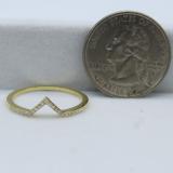 0.10 Carat (ctw) 14K Yellow Gold Round White Diamond Wedding Stackable Band Anniversary Guard Chevron Ring 1/10 CT