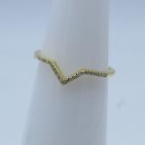 0.10 Carat (ctw) 14K Yellow Gold Round White Diamond Wedding Stackable Band Anniversary Guard Chevron Ring 1/10 CT