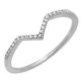 Round White Diamond Wedding Guard Chevron Band (0.10 ct Color I-J Clarity I2-I3) in 925 Sterling Silver