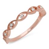 0.05 Carat (ctw) 10K Rose Gold Round White Diamond Ladies Anniversary Wedding Stackable Band Ring