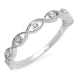 0.05 Carat (ctw) 10K White Gold Round White Diamond Ladies Anniversary Wedding Stackable Band Ring