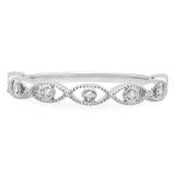 0.05 Carat (ctw) 10K White Gold Round White Diamond Ladies Anniversary Wedding Stackable Band Ring