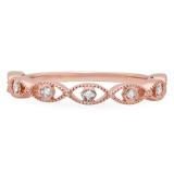 0.05 Carat (ctw) 18K Rose Gold Round White Diamond Ladies Anniversary Wedding Stackable Band Ring