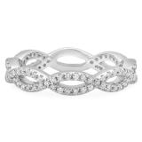 0.30 Carat (ctw) 10K White Gold Round White Diamond Ladies Swirl Style Anniversary Wedding Eternity Band Stackable Ring 1/3 CT