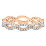 0.30 Carat (ctw) 14K Rose Gold Round White Diamond Ladies Swirl Style Anniversary Wedding Eternity Band Stackable Ring 1/3 CT