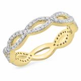 0.30 Carat (ctw) 14K Yellow Gold Round White Diamond Ladies Swirl Style Anniversary Wedding Eternity Band Stackable Ring 1/3 CT
