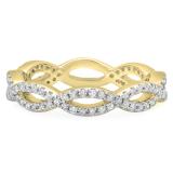 0.30 Carat (ctw) 14K Yellow Gold Round White Diamond Ladies Swirl Style Anniversary Wedding Eternity Band Stackable Ring 1/3 CT
