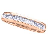 0.40 Carat (ctw) 10K Rose Gold Baguette White Diamond Ladies Anniversary Wedding Stackable Band