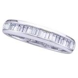0.40 Carat (ctw) 10K White Gold Baguette White Diamond Ladies Anniversary Wedding Stackable Band