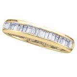 0.40 Carat (ctw) 10K Yellow Gold Baguette White Diamond Ladies Anniversary Wedding Stackable Band