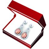 5.50 Carat (ctw) Two Tone Rose Gold Plated 18K White Gold Oval Morganite & Round White Diamond Ladies Infinity Dangling Earrings