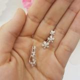 0.40 Carat (Ctw) Sterling Silver Round Cut White Diamond Ladies Floral Ear Climber Earrings