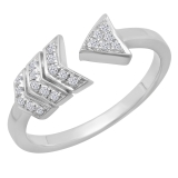 0.15 Carat (ctw) Sterling Silver Round White Diamond Ladies Bridal Vintage Right Hand Arrow Ring
