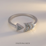 0.15 Carat (ctw) Sterling Silver Round White Diamond Ladies Bridal Vintage Right Hand Arrow Ring