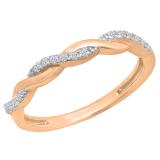 0.15 Carat (ctw) 10K Rose Gold Round White Diamond Ladies Swirl Anniversary Wedding Stackable Band