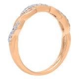 0.15 Carat (ctw) 10K Rose Gold Round White Diamond Ladies Swirl Anniversary Wedding Stackable Band