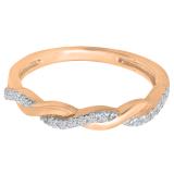 0.15 Carat (ctw) 10K Rose Gold Round White Diamond Ladies Swirl Anniversary Wedding Stackable Band