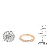 0.15 Carat (ctw) 10K Rose Gold Round White Diamond Ladies Swirl Anniversary Wedding Stackable Band
