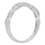 0.15 Carat (ctw) 10K White Gold Round White Diamond Ladies Swirl Anniversary Wedding Stackable Band