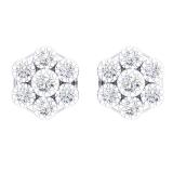 0.20 Carat (ctw) 10K White Gold Round Cut White Diamond Ladies Cluster Flower Shaped Stud Earrings 1/5 CT