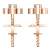 0.20 Carat (ctw) 14K Rose Gold Round Cut White Diamond Ladies Cluster Flower Shaped Stud Earrings 1/5 CT