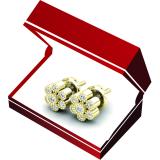 0.20 Carat (ctw) 18K Yellow Gold Round Cut White Diamond Ladies Cluster Flower Shaped Stud Earrings 1/5 CT